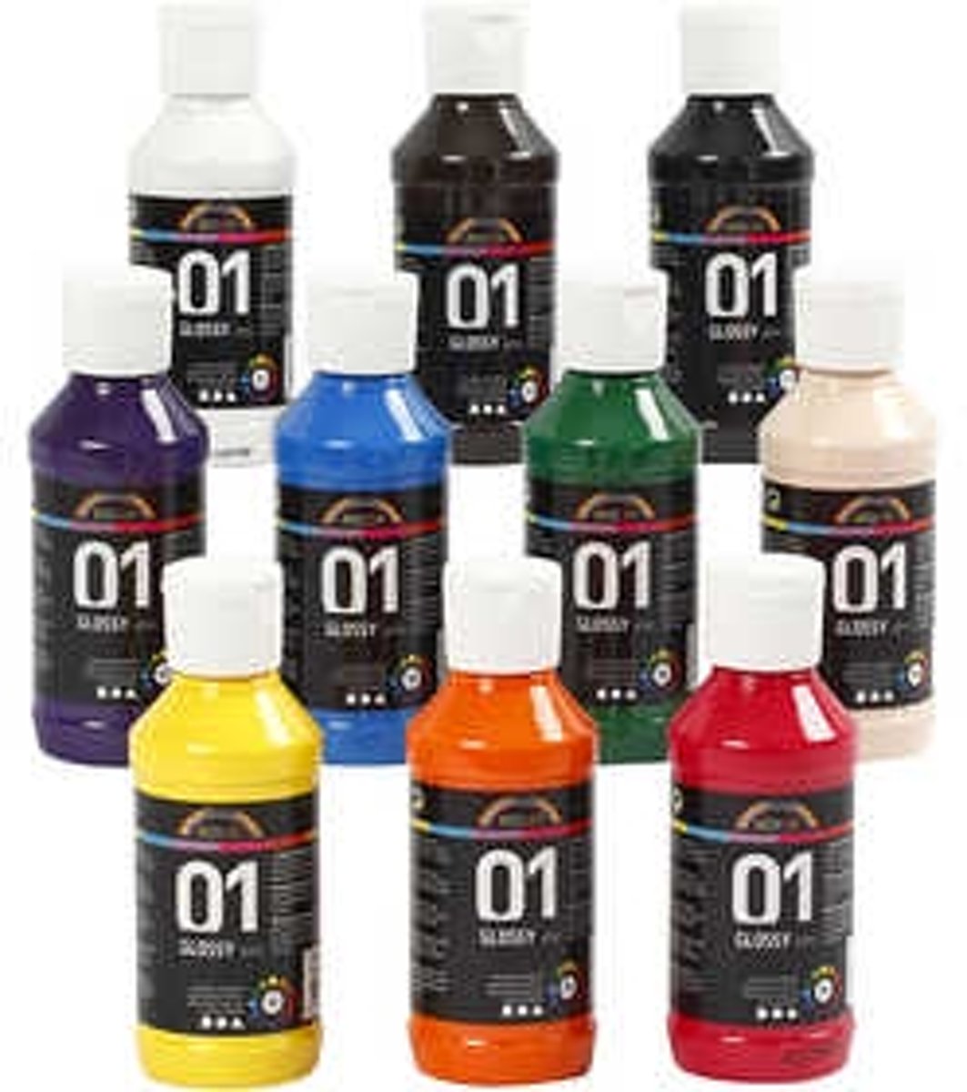 A-Color acrylverf, diverse kleuren, 01 - glossy, 10x100ml [HOB-32001]